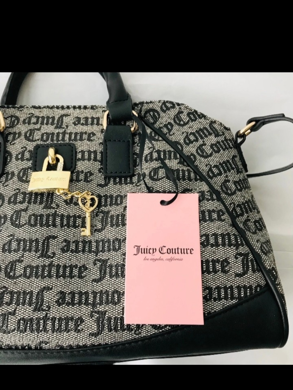 Juicy Couture Black & Gray Logo Dome Satchel